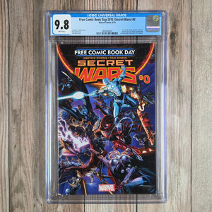 Free Comic Book Day 2015: Secret Wars #0 CGC 9.8 Free Comic Book Day promotional comic with an Avengers Attack On Titan backup story reprinted from Brutus Magazine #790 (cert 9002)