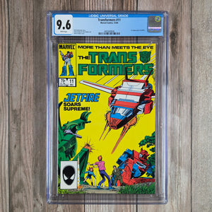Transformers #11 CGC 9.6 WP 1st full appearance of Jetfire, a Decepticon who later becomes an Autobot in issue #14 (cert 9008)