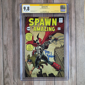 Spawn #221 CGC 9.8 WP SS Todd McFarlane, Amazing Fantasy #15 Homage Cover art by Todd McFarlane, LOW PRINT RUN (Cert 4007)