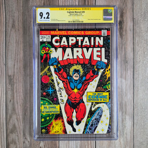 Captain Marvel #29 CGC 9.2 SS Al Milgrom, Captain Marvel chosen to be the protector of the universe (cert 0003)