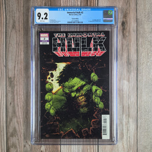 Immortal Hulk #2 CGC 9.2 WP 1:25 Variant Cover Art by Gerardo Zaffino, 1st Appearance of Doctor Frye, and Del Frye (Cert 0004)