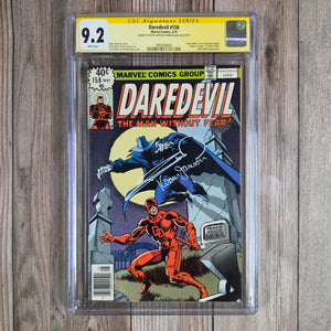 Daredevil #158 CGC 9.2 WP SS Frank Miller, Klaus Johnson, First professionally published cover art by Frank Miller (Cert 4003)