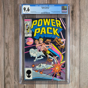 Power Pack #1 CGC 9.6 WP 1st team appearance of Power Pack: Gee (Alex Power), Lightspeed (Julie Power), Mass Master (Jack Power), Energizer (Katie Power) (cert 4011)