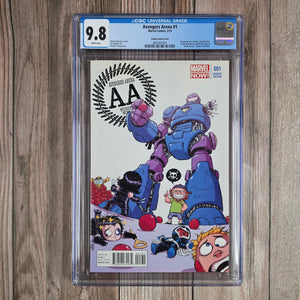 Avengers Arena #1 CGC 9.8 Young Variant cover, 1st appearance of Kid Briton, an alternate reality version of Captain Briton (cert 7001)