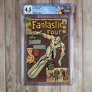 Fantastic Four #50 CGC 4.5 Custom Label, ICONIC Jack Kirby cover art, 1st Appearance of Wyatt Wingfoot, Introduction of the Ultimate Nullifier, Classic Silver Surfer vs. Galactus Battle (Cert 9001)