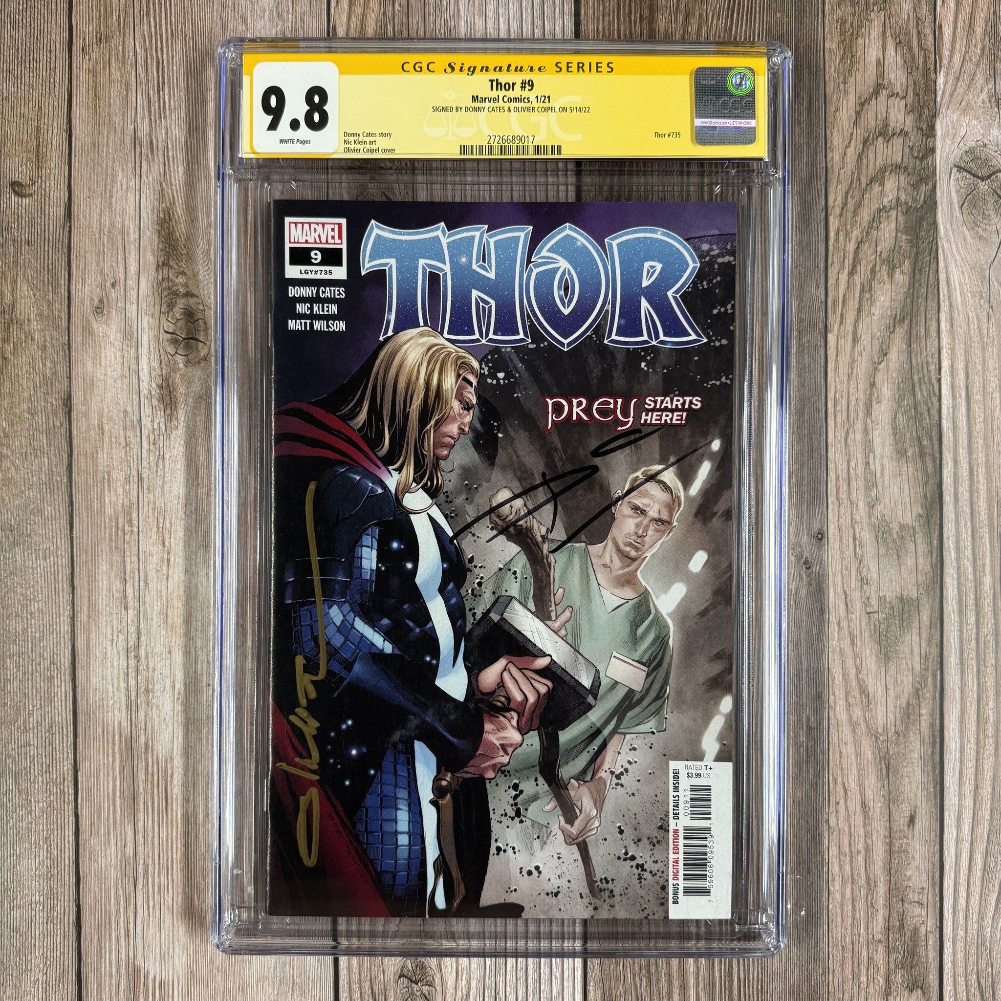 Thor #9 CGC 9.8 WP SS Signed by Donny Cates & Olivier Coipel CGC