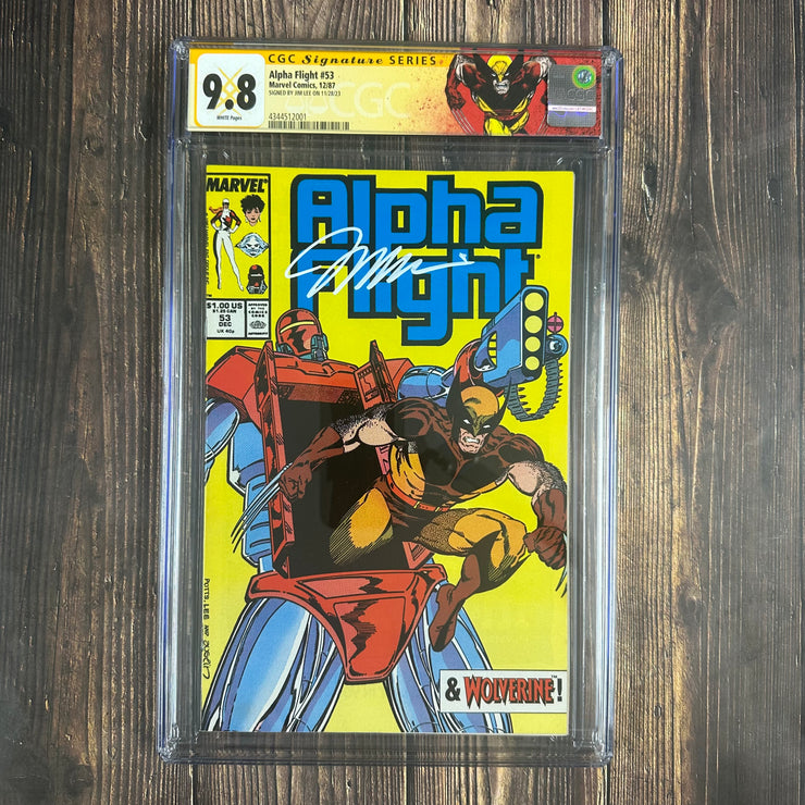 Alpha Flight #53 CGC 9.8 WP Custom Label, SS Signed by Jim Lee, 1st Published Cover Art by Jim Lee