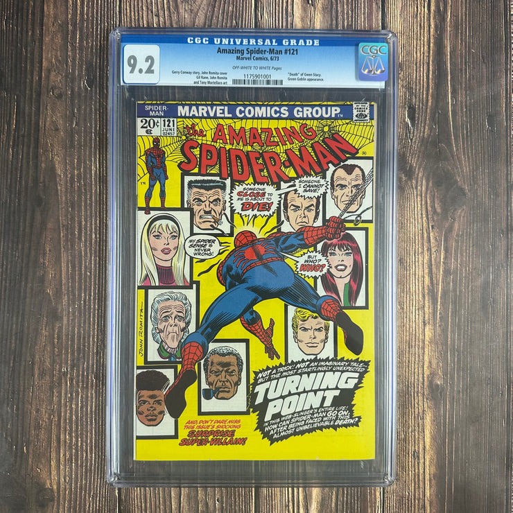 Amazing Spider-Man #121 CGC 9.2 CLASSIC Cover by John Romita Sr., Death of Gwen Stacy