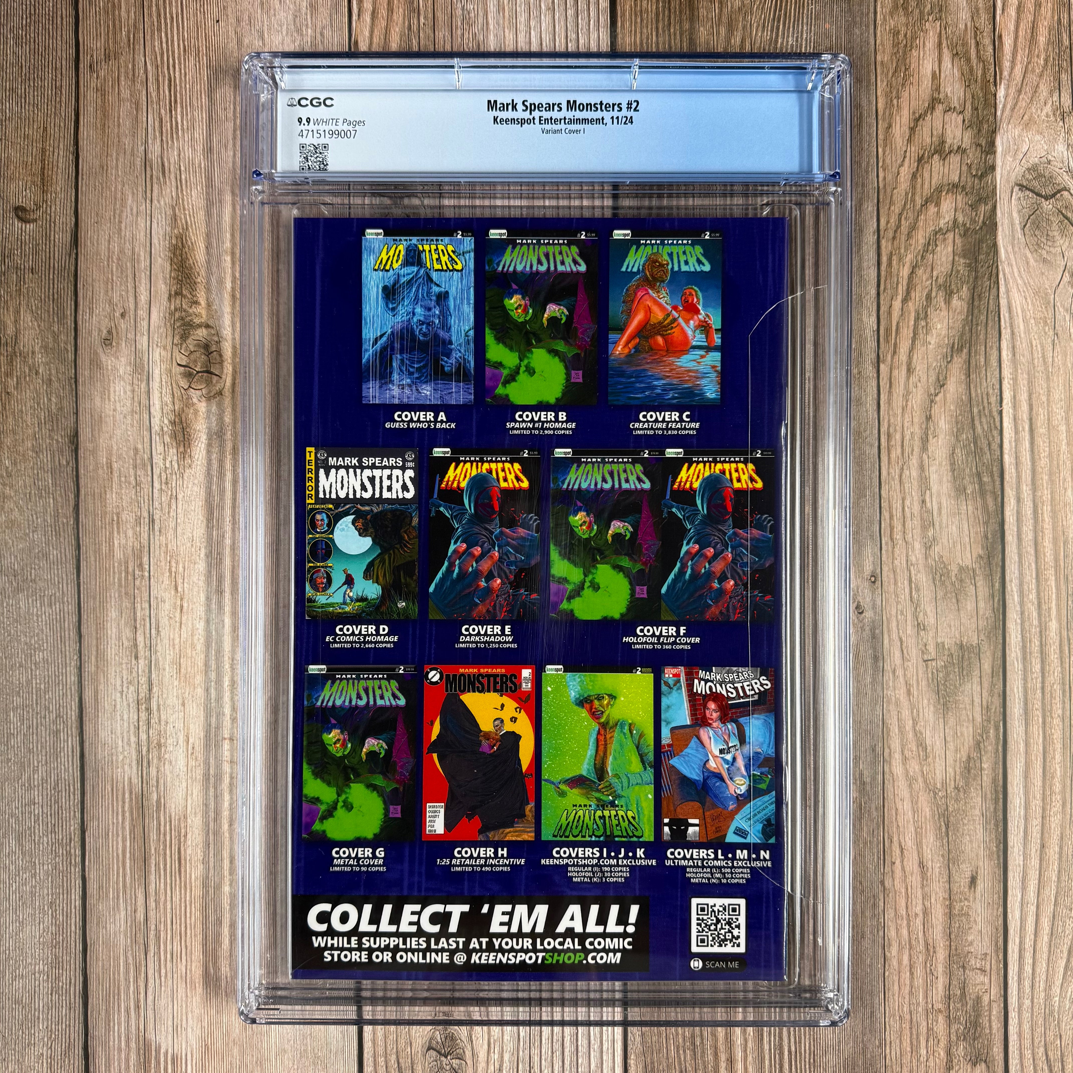 Mark Spears Monsters #2 CGC 9.9 WP MINT Variant Cover I, Art by