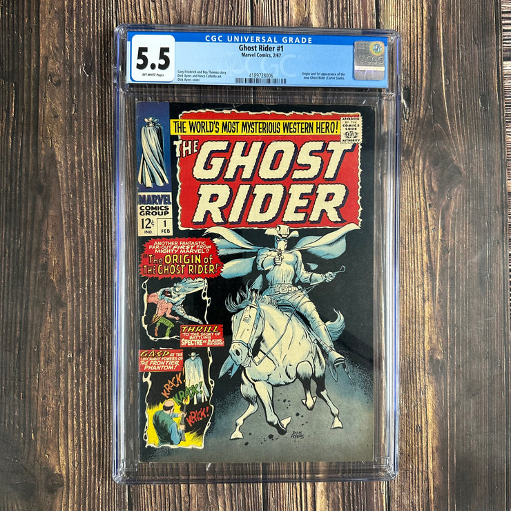 Ghost Rider #1 CGC 5.5, 1st appearance and origin of The Ghost Rider, Carter Slade, renamed Phantom Rider in later reprints