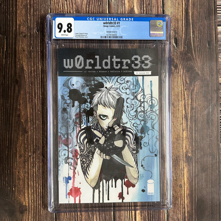 w0rldtr33 #1 CGC 9.8 WP Variant Cover G 1:75, Cover by Peach Momoko