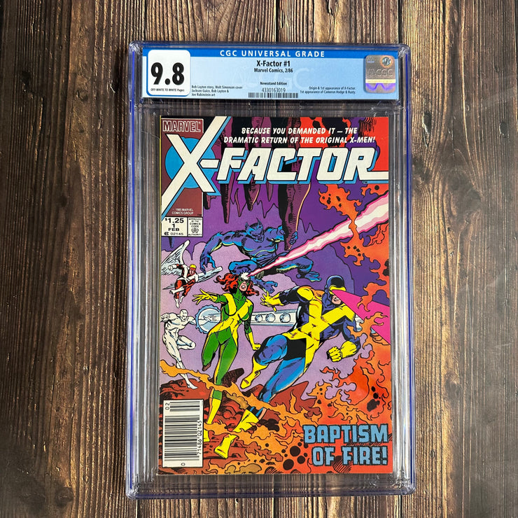 X-Factor #1 CGC 9.8 , Origin and 1st app of X-Factor, and Cameron Hodge and Rusty Collins, NEWSSTAND