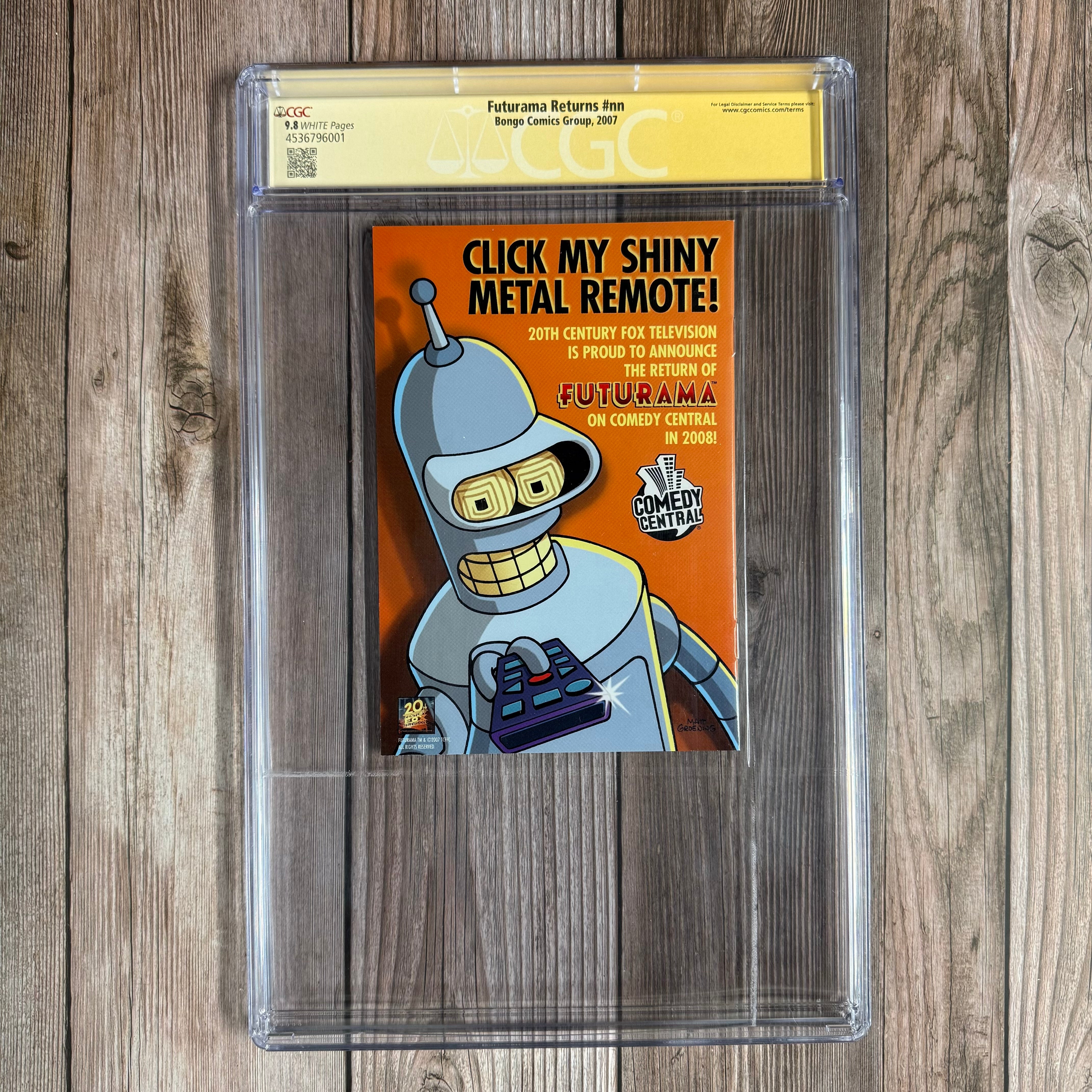 Futurama Returns CGC 9.8 WP SS Signed and Sketched by Bill