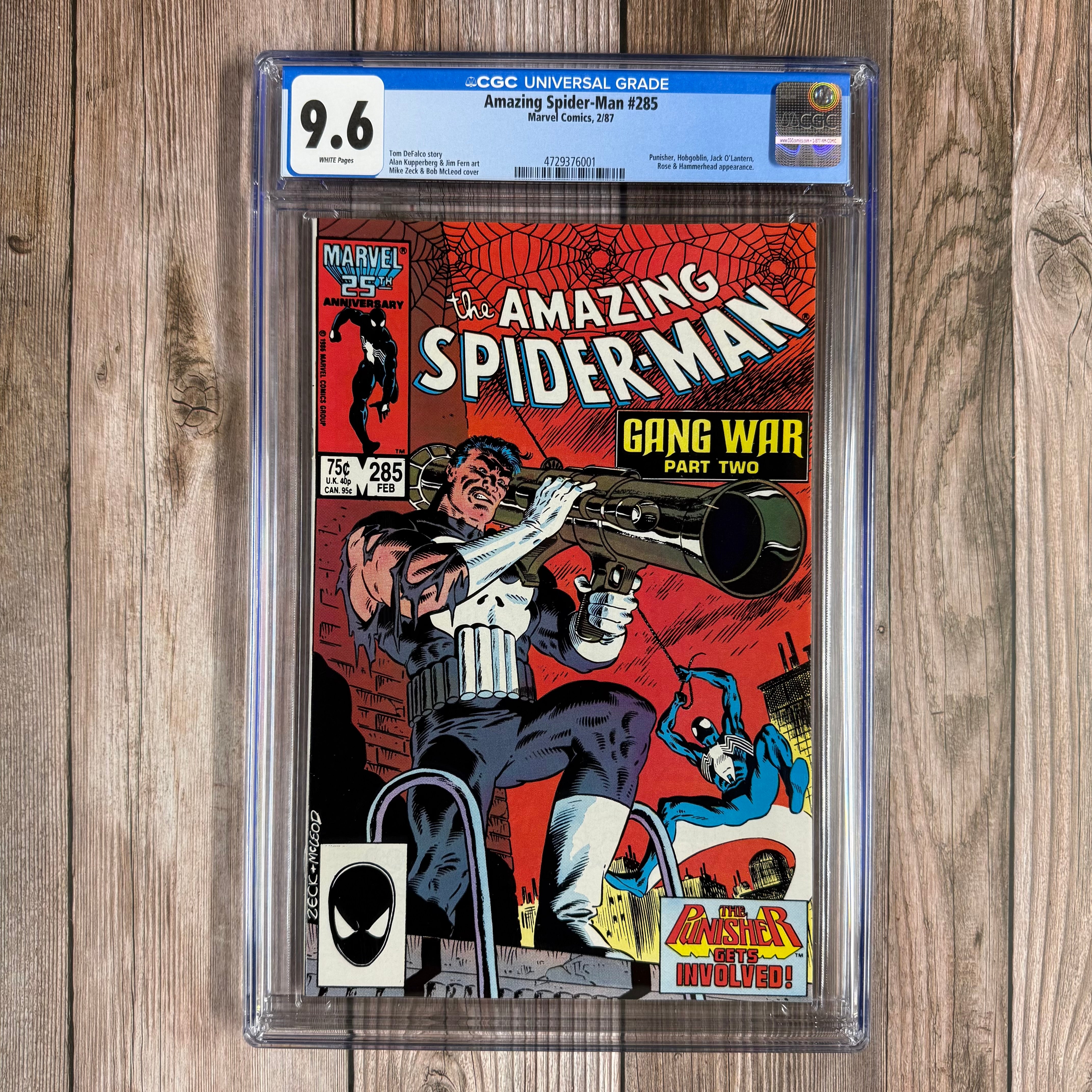 Amazing Spider-Man #285 CGC 9.6 WP COOL Cover art by Mike Zeck