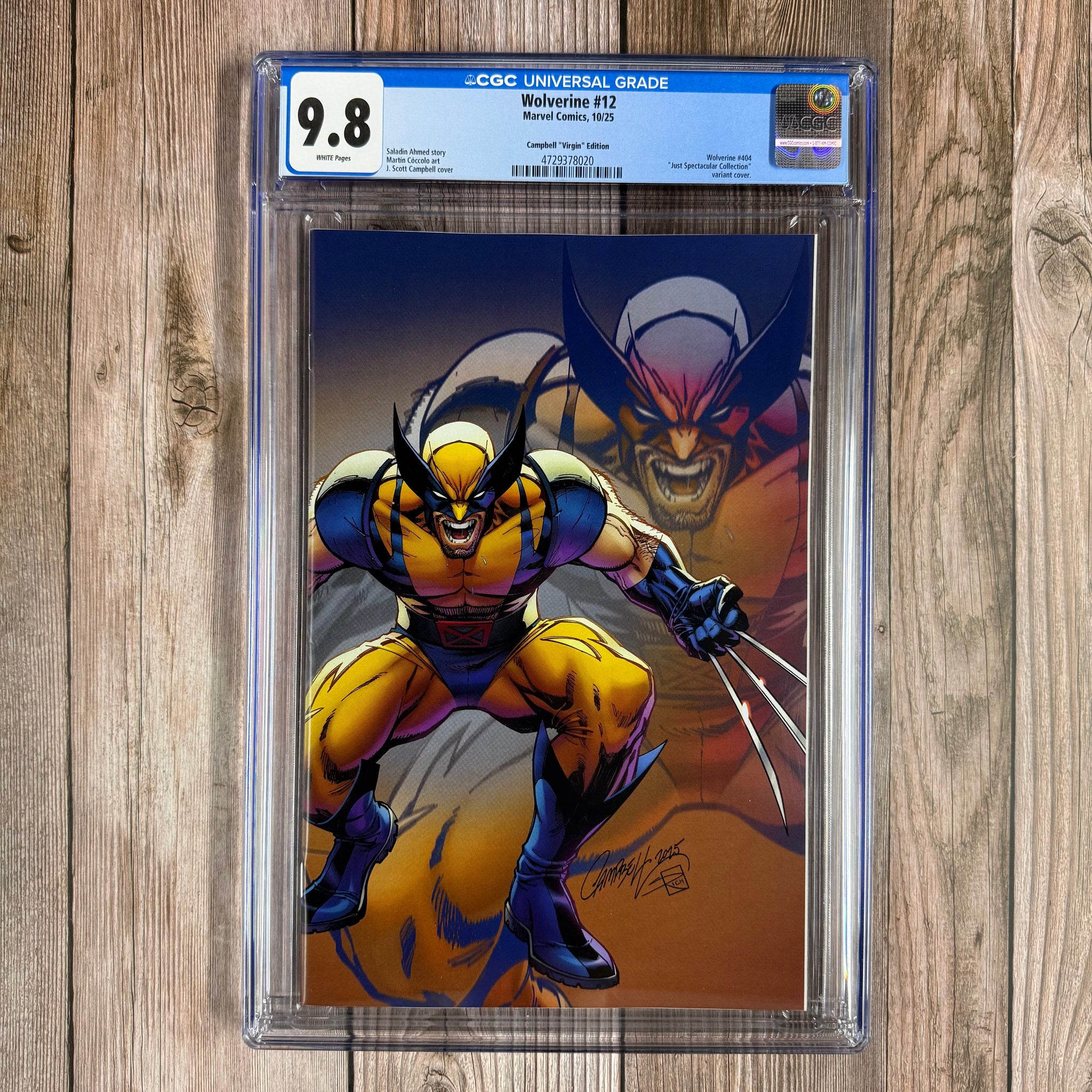 Wolverine #12 CGC 9.8 WP 1:100 Virgin Cover by J. Scott Campbell