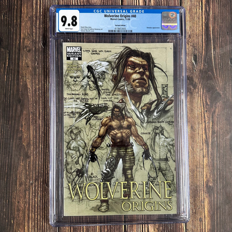 Wolverine Origins #40 CGC 9.8 1:25 Variant design Cover by Simone Bianchi