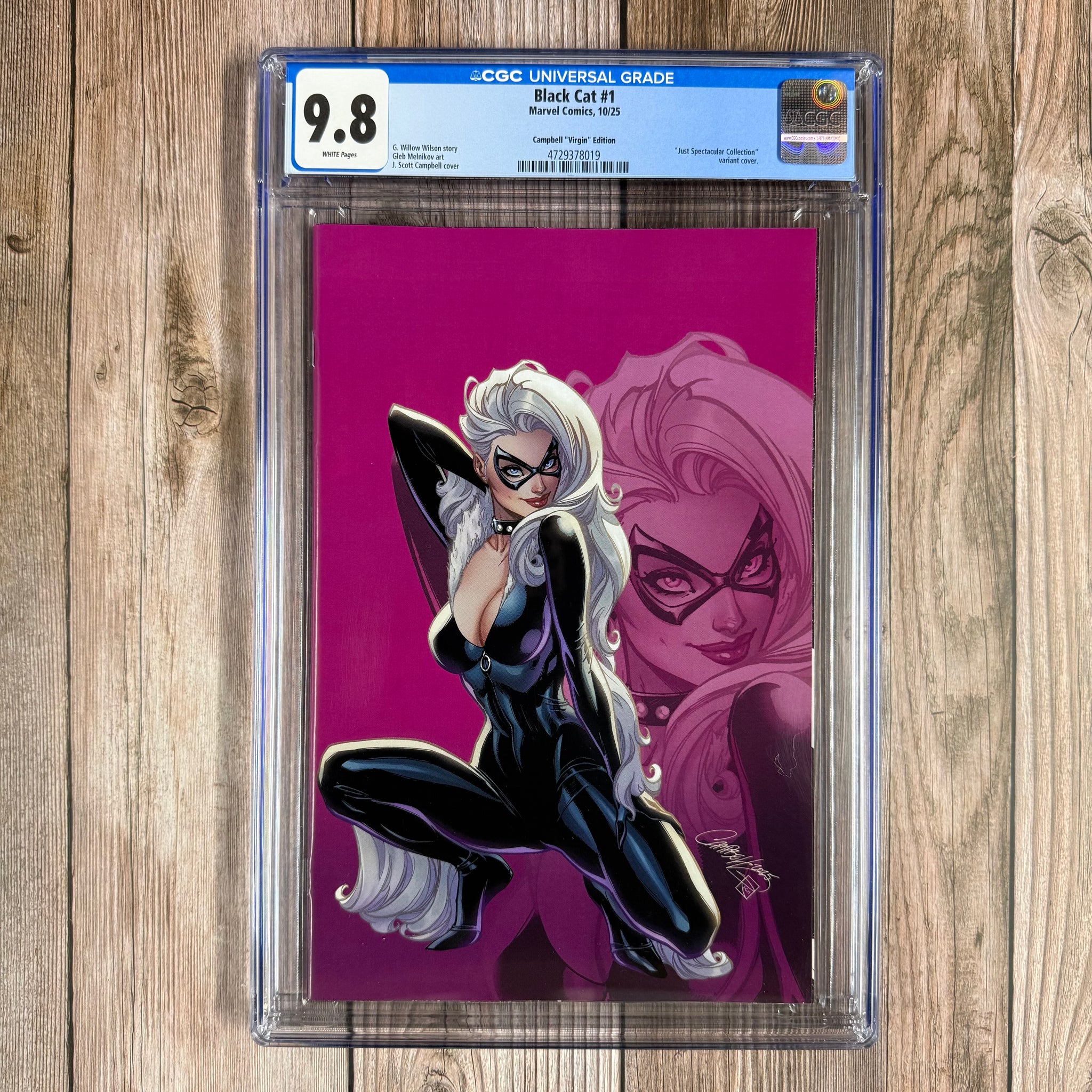 Black Cat #1 CGC 9.8 WP 1:100 Just Spectacular Collection Virgin