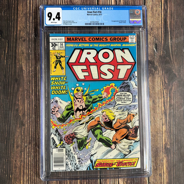 Iron Fist #14 CGC 9.4 WP, 1st full app and cover of Sabretooth