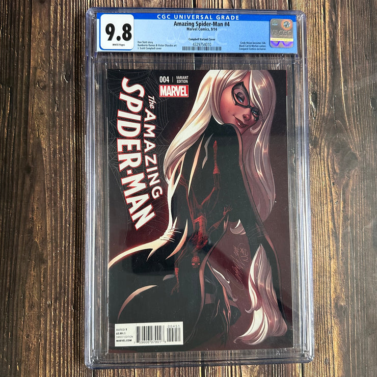 Amazing Spider-Man #4 CGC 9.8 Variant Cover by J.Scott Campbell, 1st full app of Silk