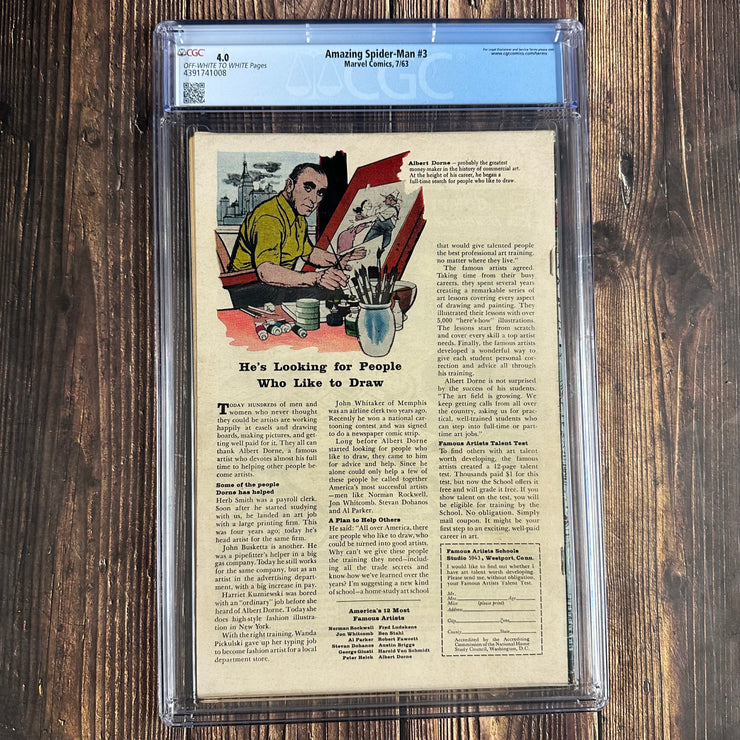 Amazing Spider-Man #3 CGC 4.0 1st app, cover & origin of Dr. Octopus