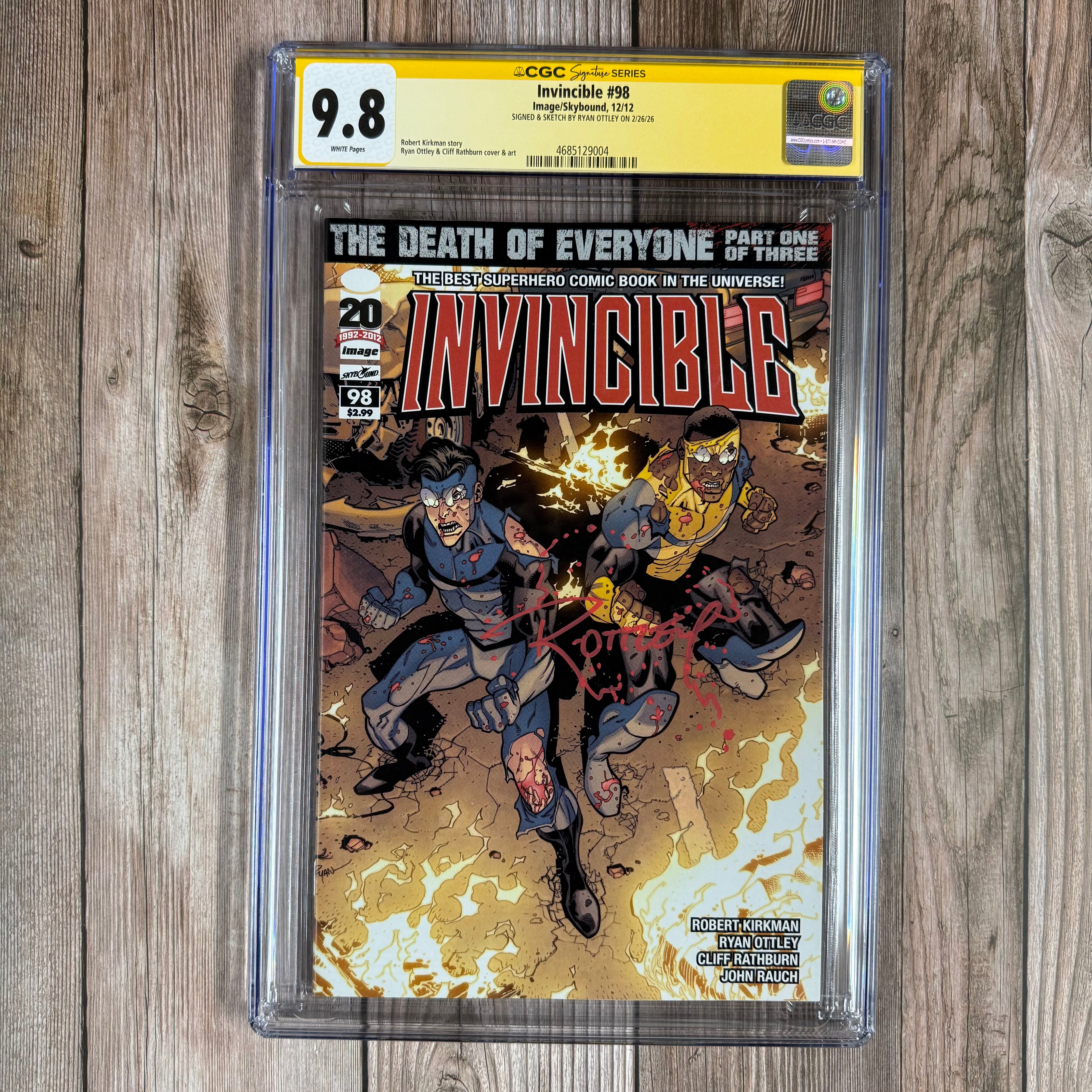Invincible #98 CGC 9.8 WP SS Signed and Sketched by Ryan Ottley
