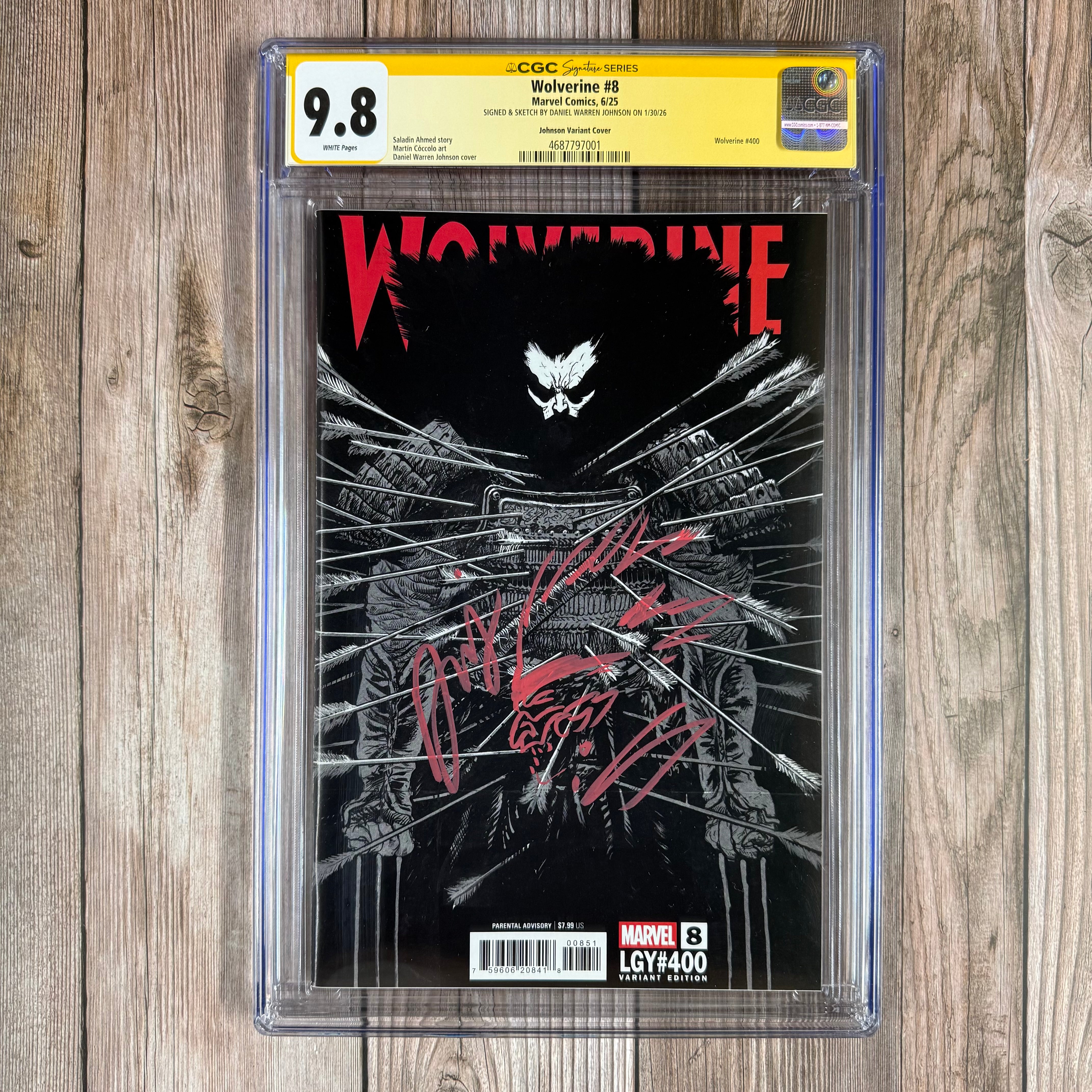 Wolverine #8 CGC 9.8 WP SS Signed and Sketched by Daniel Warren