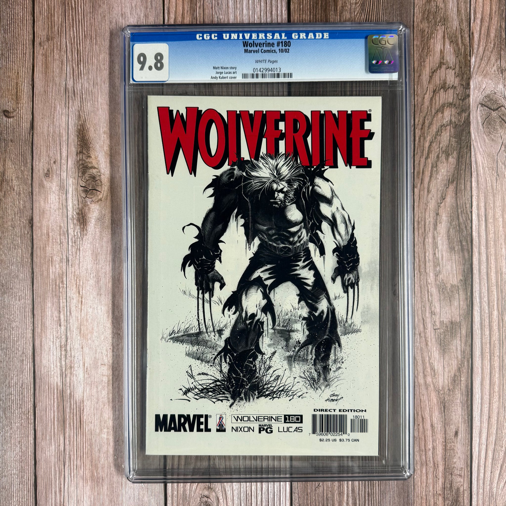 Wolverine #180 CGC 9.8 WP Cover art by Andy Kubert (Cert 4013