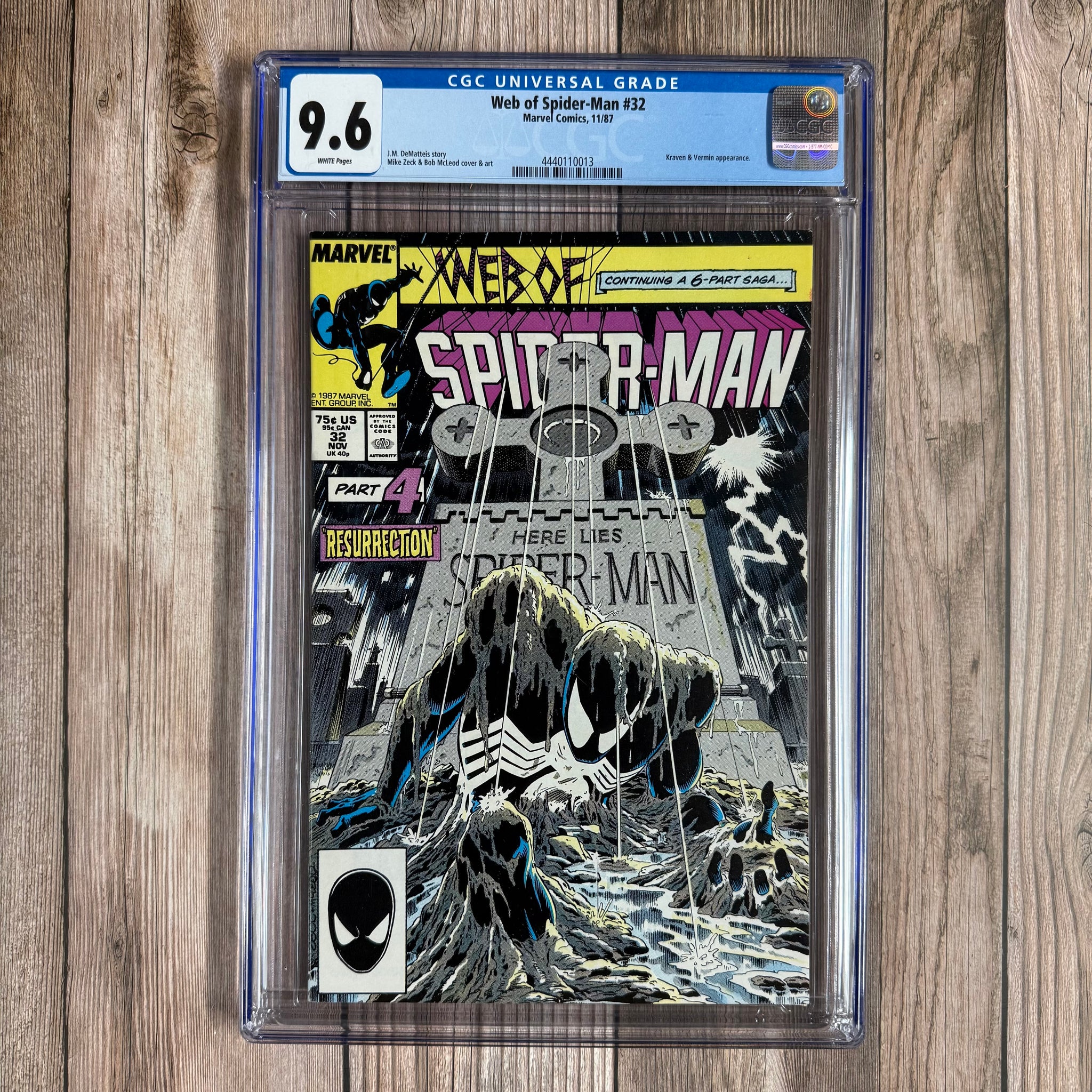 Web of Spider-Man #32 CGC 9.6 WP Kraven's Last Hunt story arc part