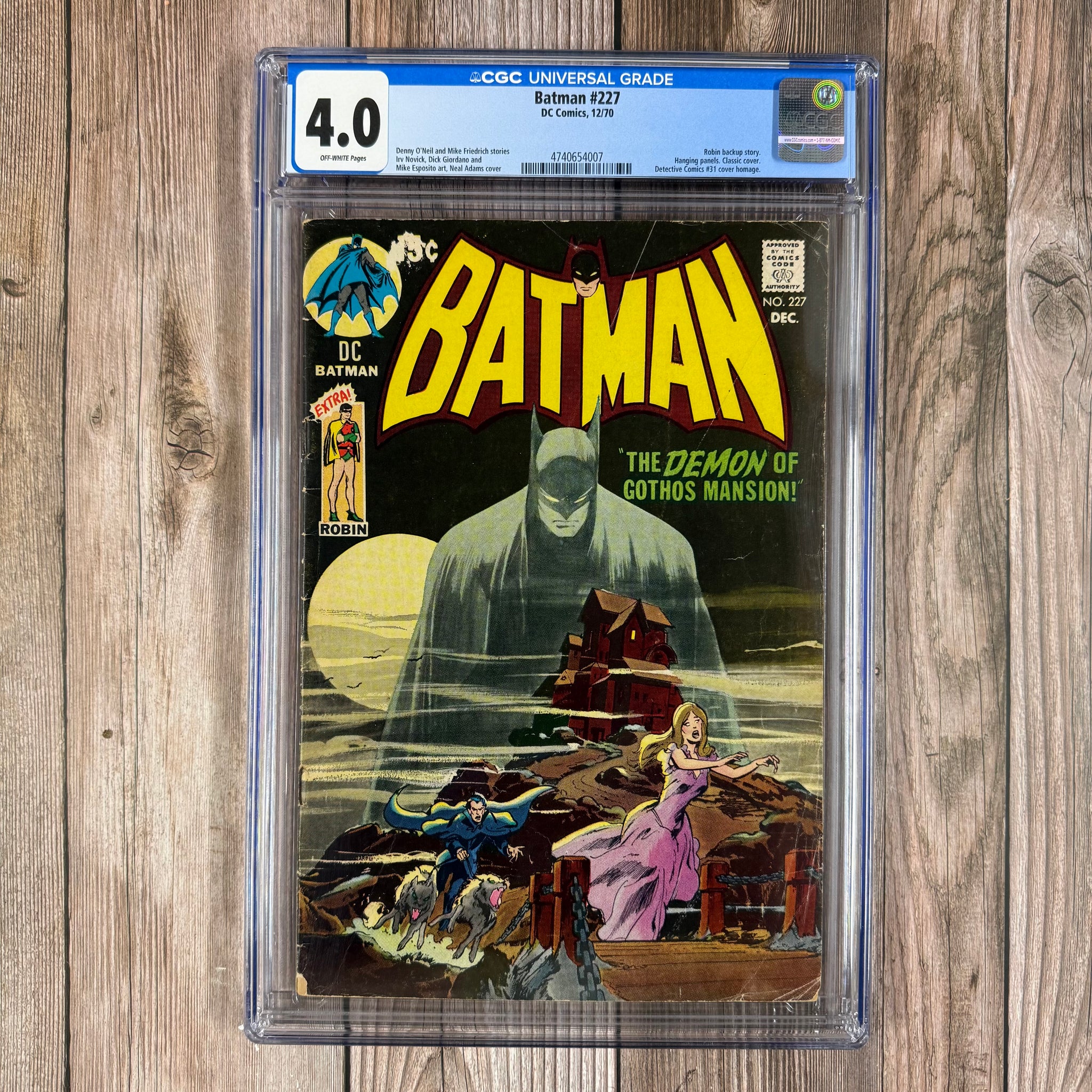 BATMAN　オーダー品 Batman #227 CGC 4.0 ICONIC cover art by Neal Adams (Cert 4007