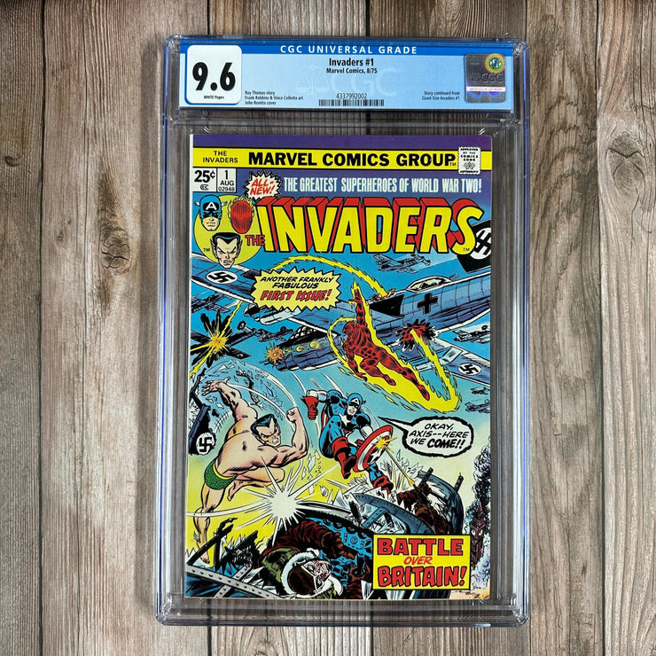 Invaders #1 CGC 9.6 WP 1st team appearance of The Invaders II (Bucky, Captain America, Human Torch, Sub-Mariner & Toro)
