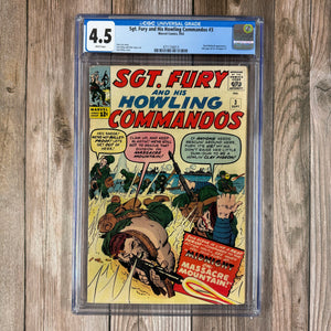 Sgt. Fury and His Howling Commandos #3 CGC 4.5 WP First meeting of Nick Fury and Mr. Fantastic, 3rd appearance of Nick Fury (Cert 4013)