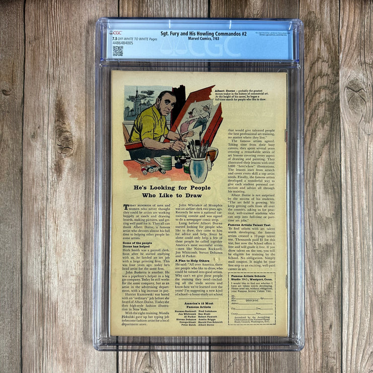 Sgt. Fury and His Howling Commandos #2 CGC 7.5 2nd appearance of Sgt. Nick Fury & the Howling Commandos (Cert: 4005)