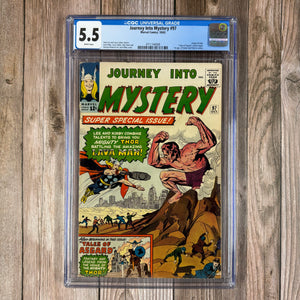 Journey Into Mystery #97 CGC 5.5 WP Origin of Odin, 1st Appearance of Buri, Bor, Vili and Ve, 1st Cameo Appearance of Surtur and Ymir (Cert 4009)