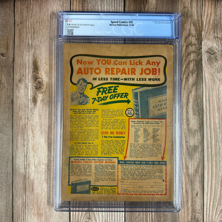 Speed Comics #35 CGC 1.0 Bondage cover art by Alex Schomburg