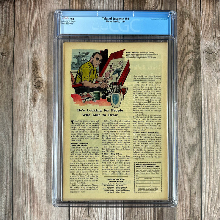 Tales of Suspense #59 CGC 9.0 1st Captain America solo story in the Silver Age, 1st appearance of Jarvis, the Avengers' butler