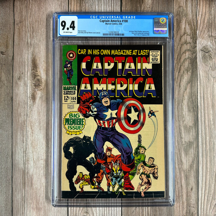 Captain America #100 CGC 9.4 1st solo-titled Captain America series in the Silver Age beginning with issue #100, Formerly titled Tales of Suspense