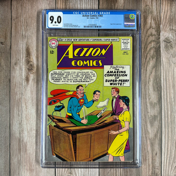 Action Comics #302 CGC 9.0 WP Cover art by Curt Swan and Sheldon Moldoff