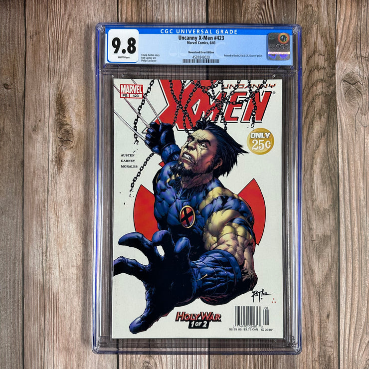 Uncanny X-Men #423 CGC 9.8 WP Death of Bedlam, Jesse Aaronson, and Skin, NEWSSTAND ERROR EDITION