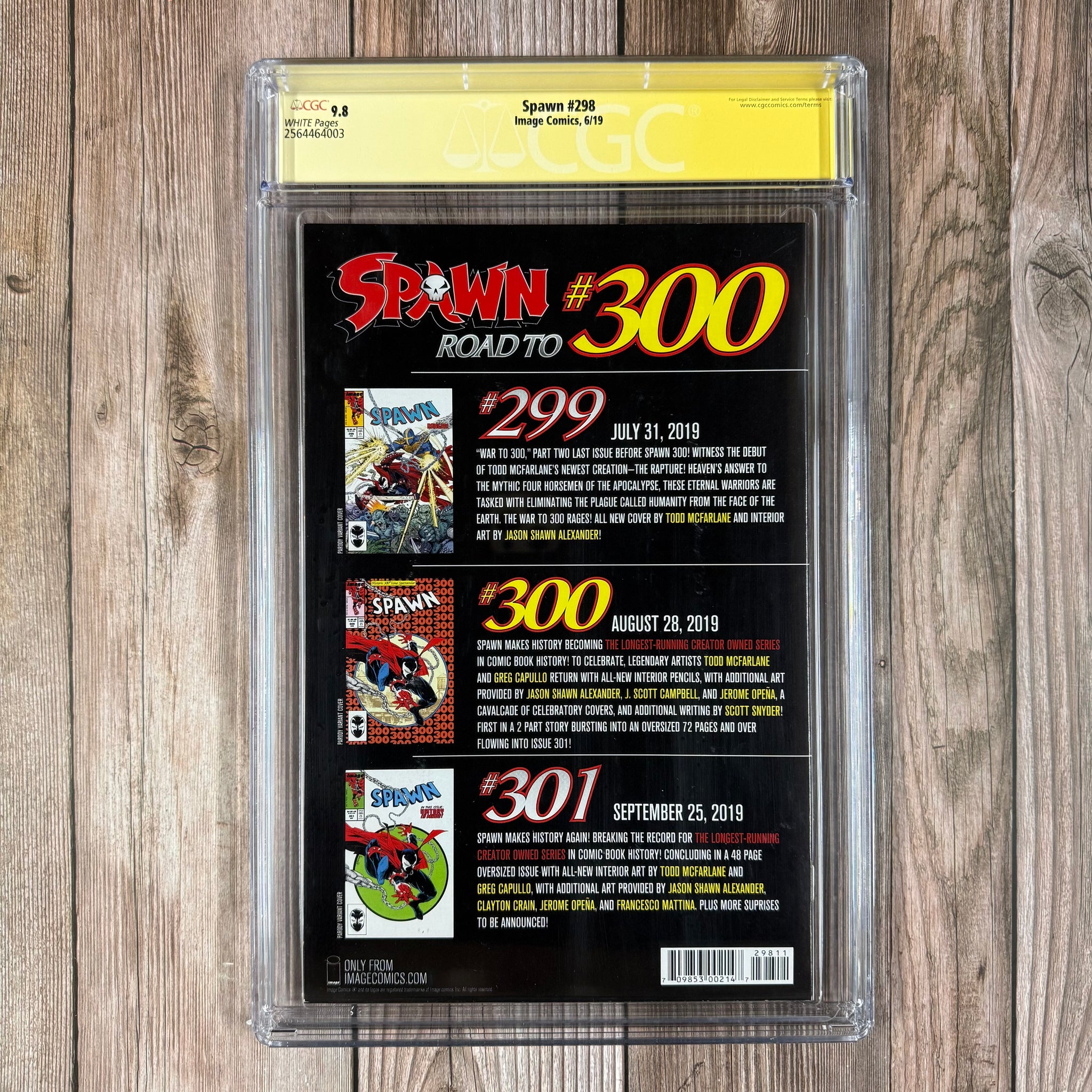 Spawn #298 CGC 9.8 WP SS Signed by Todd McFarlane, Amazing Spider