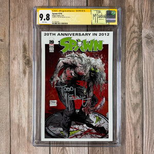 Spawn #216 CGC 9.8 WP Custom Label, SS Signed by Todd McFarlane, 20th Anniversary Cover Homage,  Low Print Run  (Cert 3001)