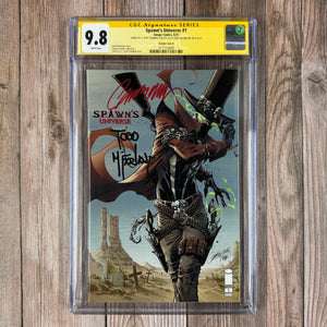 Spawn's Universe #1 CGC 9.8 WP SS Signed by J. Scott Campbell & Todd McFarlane, Variant Cover B, 1st appearance of Jericho, a corpse-like mobster (Cert 4009)