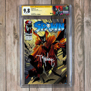 Spawn #3 CGC 9.8 WP Custom Label, SS Signed by Todd McFarlane, 1st appearance of Cyan Fitzgerald as a child, later becomes Black Mirror as an adult (Cert 9001)