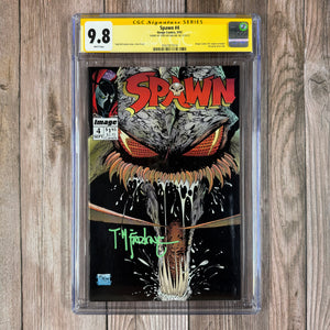 Spawn #4 CGC 9.8 WP SS Signed by Todd McFarlane, 1st cover appearance of the Violator (Cert 1014)