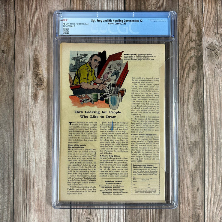 Sgt. Fury and His Howling Commandos #2 CGC 7.5 2nd appearance of Sgt. Nick Fury & the Howling Commandos (Cert: 6017)