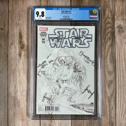 Star Wars #1 CGC 9.8 WP 1:200 Black and White Sketch Variant Cover by Alex Ross