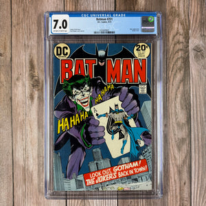 Batman #251 CGC 7.0 ICONIC cover art by Neal Adams, Joker revitalized as homicidal villain (Cert 9001)