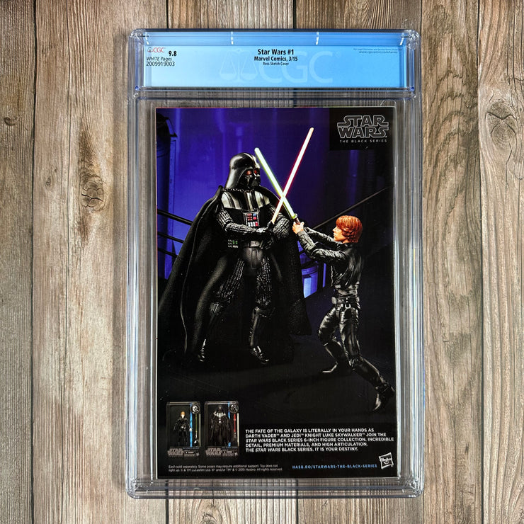Star Wars #1 CGC 9.8 WP 1:200 Black and White Sketch Variant Cover by Alex Ross
