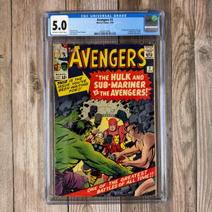 Avengers #3 CGC 5.0 1st Hulk and Sub-Mariner Team-Up (Cert 0006)