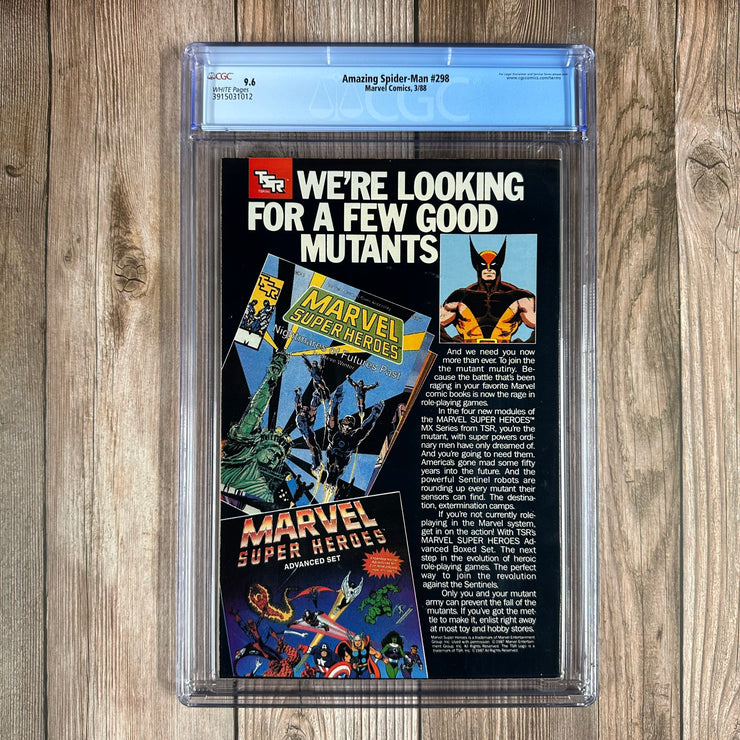 Amazing Spider-Man #298 CGC 9.6 WP 1st Todd McFarlane ASM Cover, 1st Cameo Venom, 1st appearance of Carlton Drake