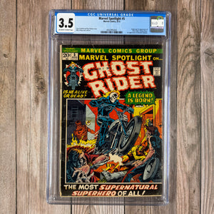Marvel Spotlight #5 CGC 3.5 1st appearance and origin of Ghost Rider (Johnny Blaze), 1st appearance of Roxanne Blaze (Cert 5004)